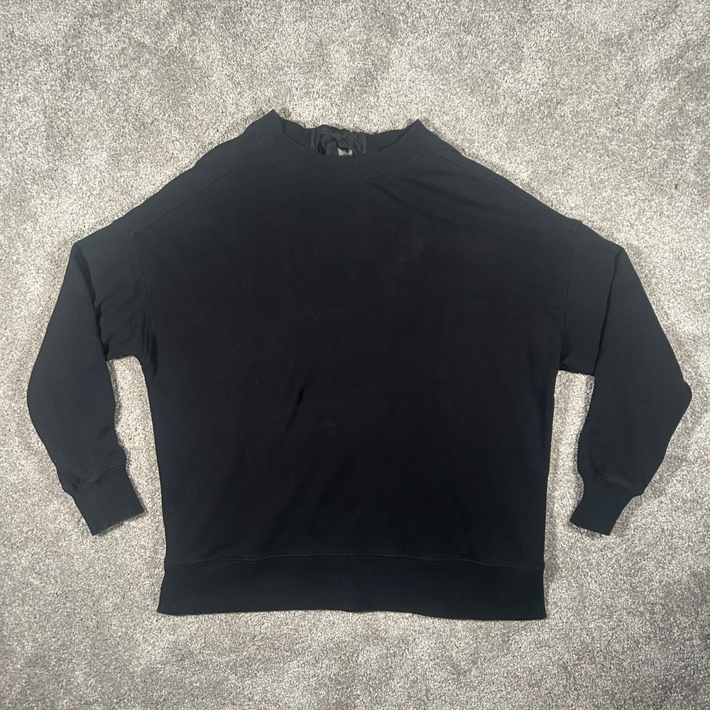 Aerie Womens‎ Black Bow Back Sweatshirt XS Relaxed Fit Pullover French Terry